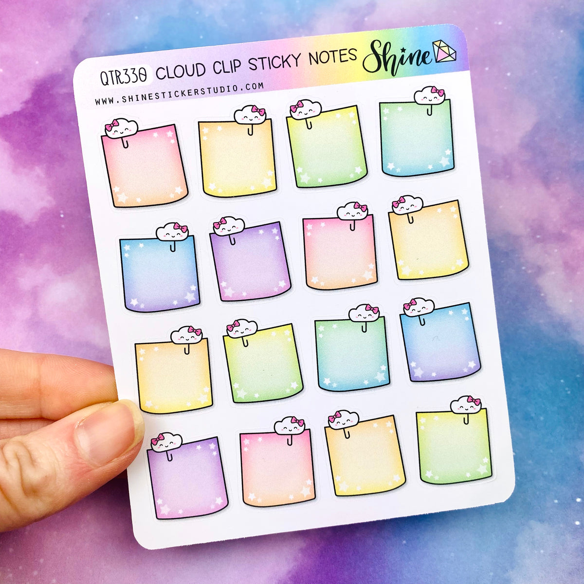 Sticky Note Small Sticker Small Cloud Clip Sticky Note Stickers – Shine Sticker Studio