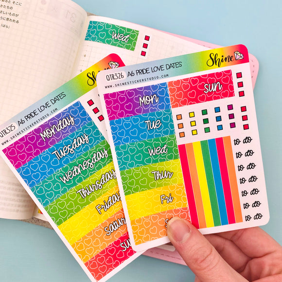 A6 Pride Love Hobonichi Date Cover Stickers