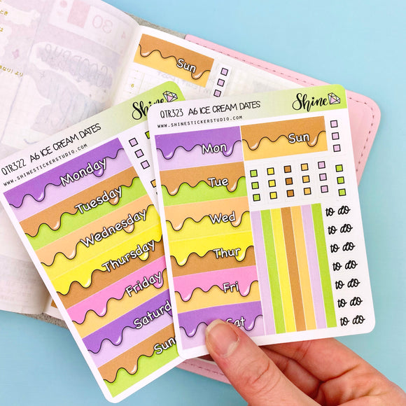 A6 Ice Cream Hobonichi Date Cover Stickers