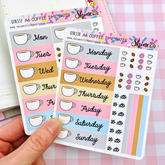 A6 Coffee Time Hobonichi Date Cover Stickers