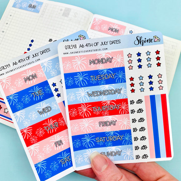 A6 4th of July Hobonichi Date Cover Stickers
