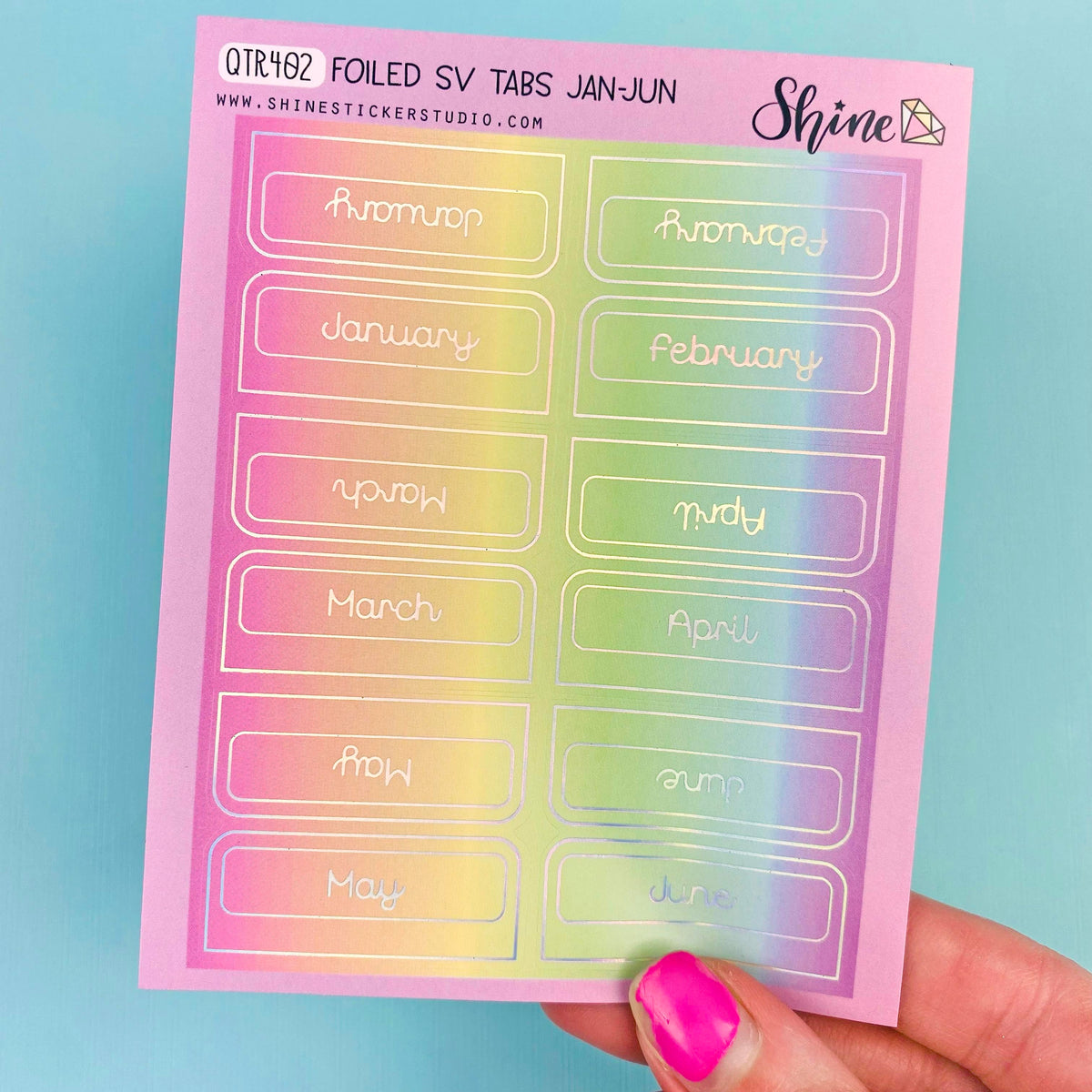 Holographic FOILED Rainbow Standard Vertical Monthly Tab Stickers ...