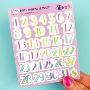 Holographic FOILED Hand-Lettered Date Number Stickers