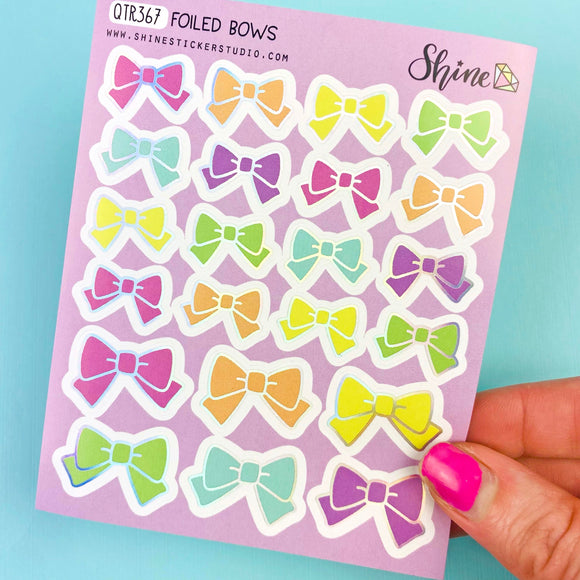 Holographic FOILED Rainbow Bow Stickers
