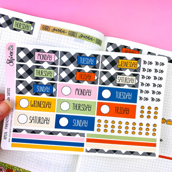 Friendsgiving Hobonichi Cousin Daily Date Cover Stickers
