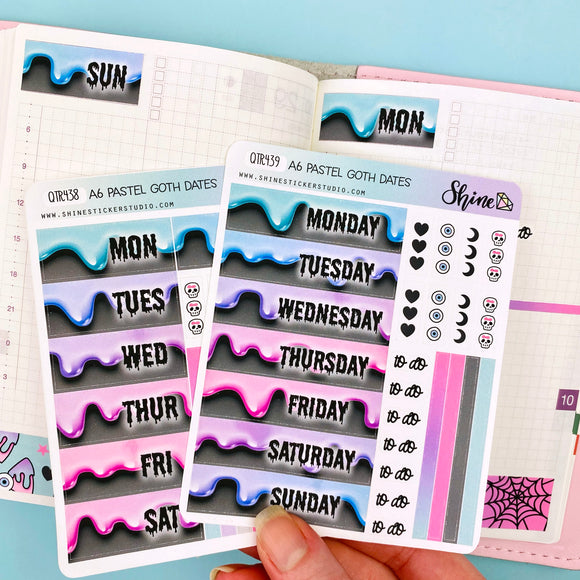 A6 Pastel Goth Hobonichi Date Cover Stickers