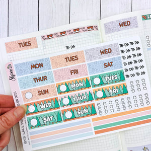 Luna & Star Camping Hobonichi Cousin Daily Date Cover Stickers