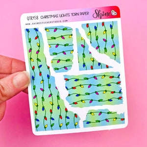 Christmas Lights Torn Paper Stickers