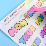 Large Clear Bubble Letter Abbreviated Weekday Stickers