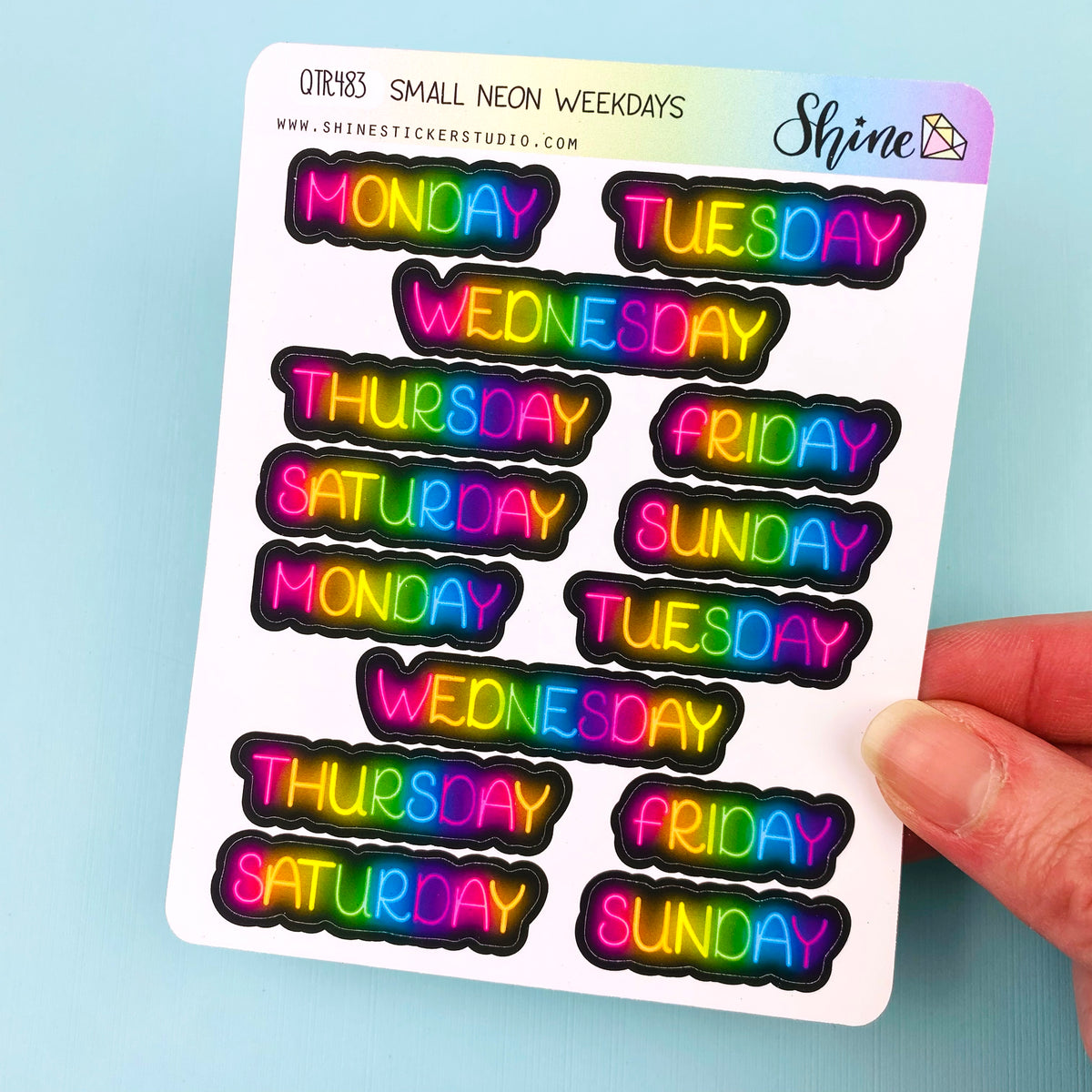 Week Numbers Stickers Small Neon Weekdays Planner Stickers – Shine Sticker Studio