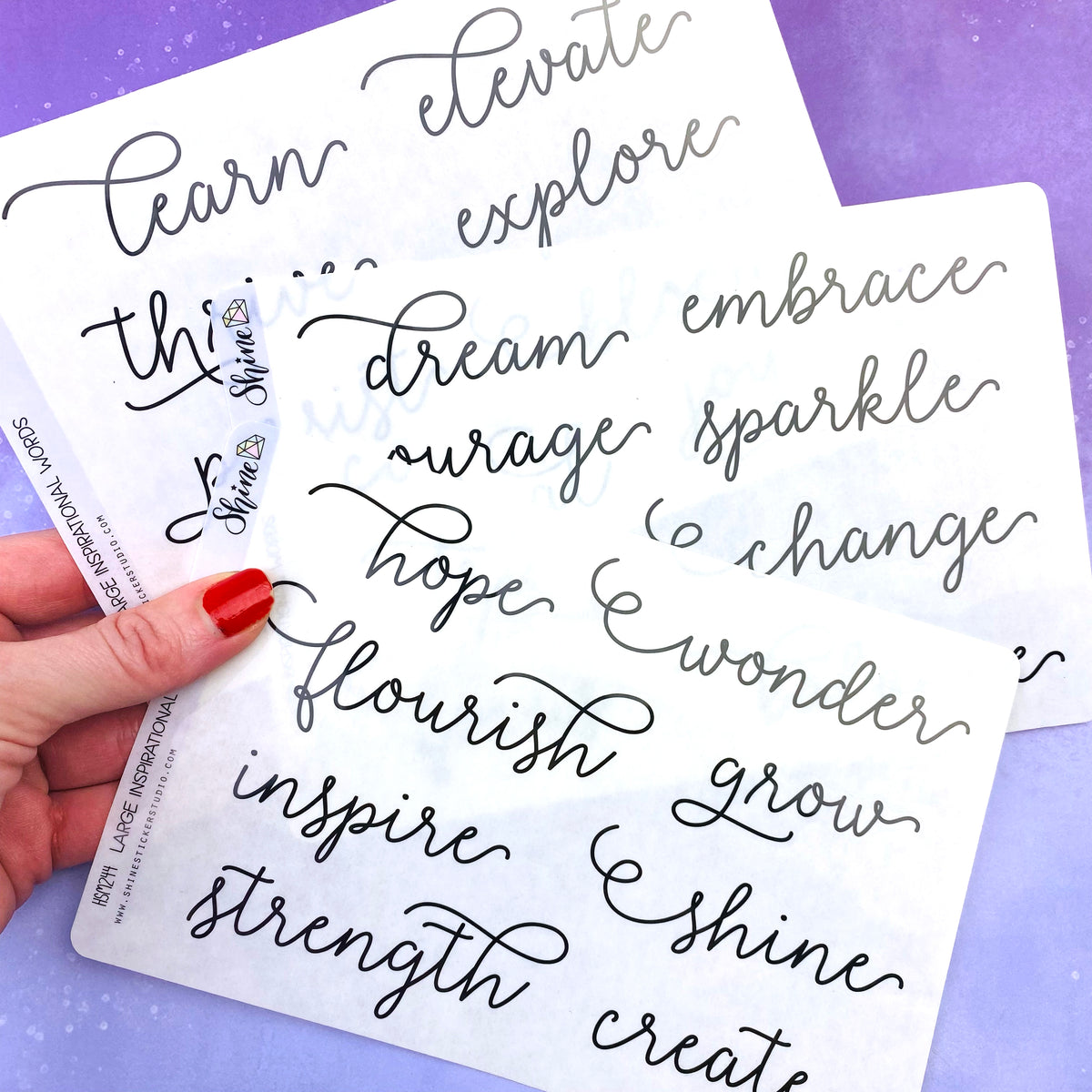 Large Clear Inspirational Words Stickers – Shine Sticker Studio