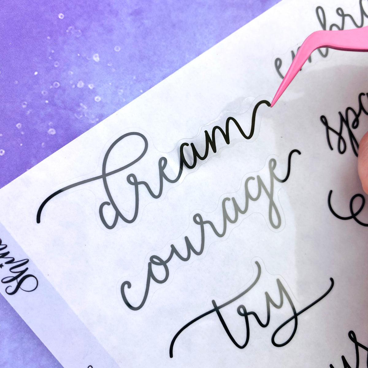 Large Clear Inspirational Words Stickers – Shine Sticker Studio
