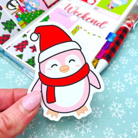 Popsicle the Penguin Santa Hat Sticker Die Cut
