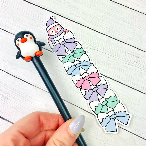 Pickle Penguin Gel Pen and Popsicle Bow Bookmark - Winter Advent Box #6