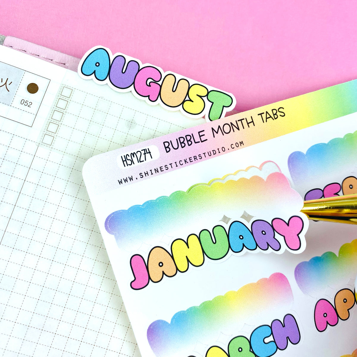 Bubble Letter Monthly Tab Stickers – Shine Sticker Studio