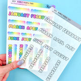 Bubble Letter Monthly Tab Stickers