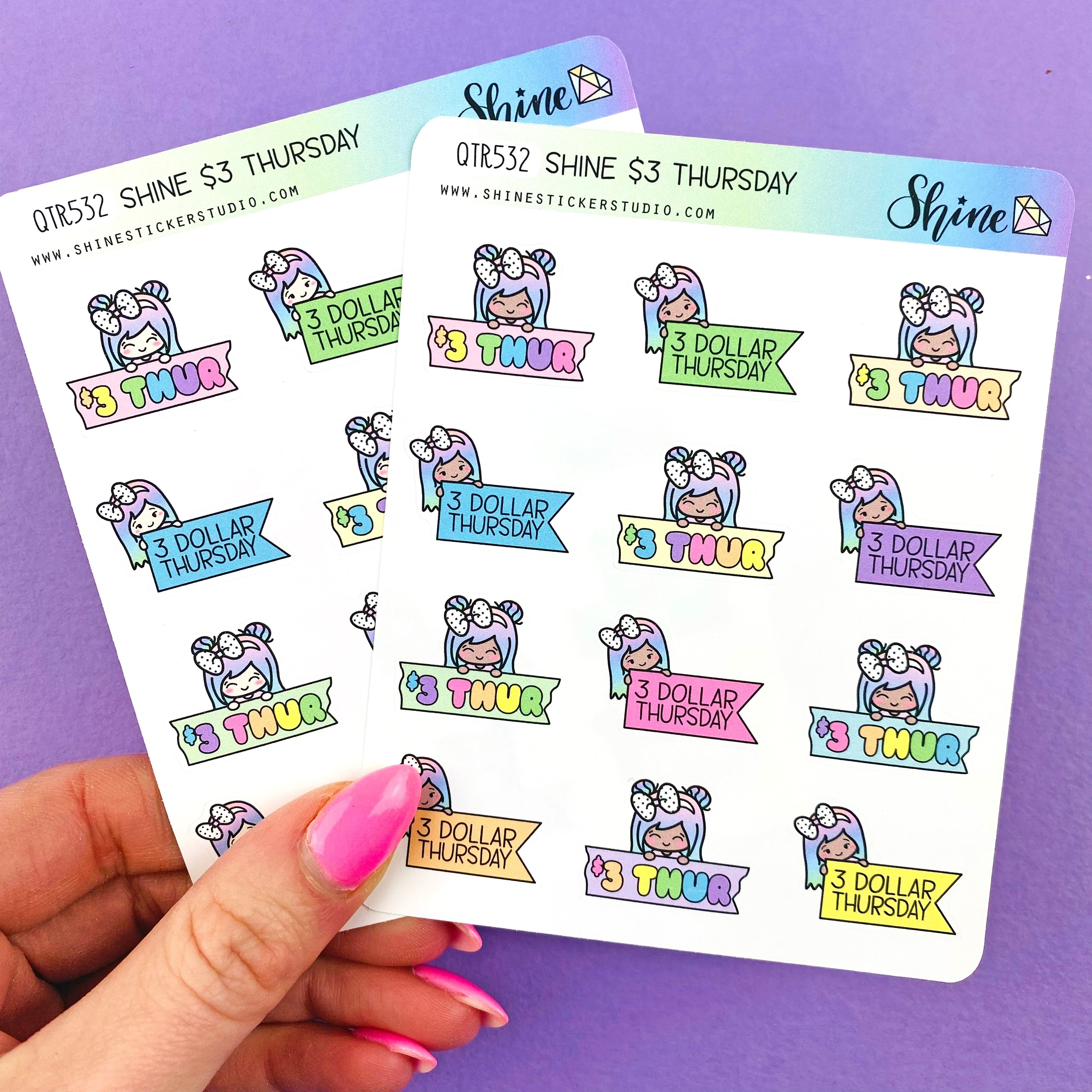 Thursday Sticker Note Shine 3 Dollar Thursday Stickers โ Shine Sticker Studio