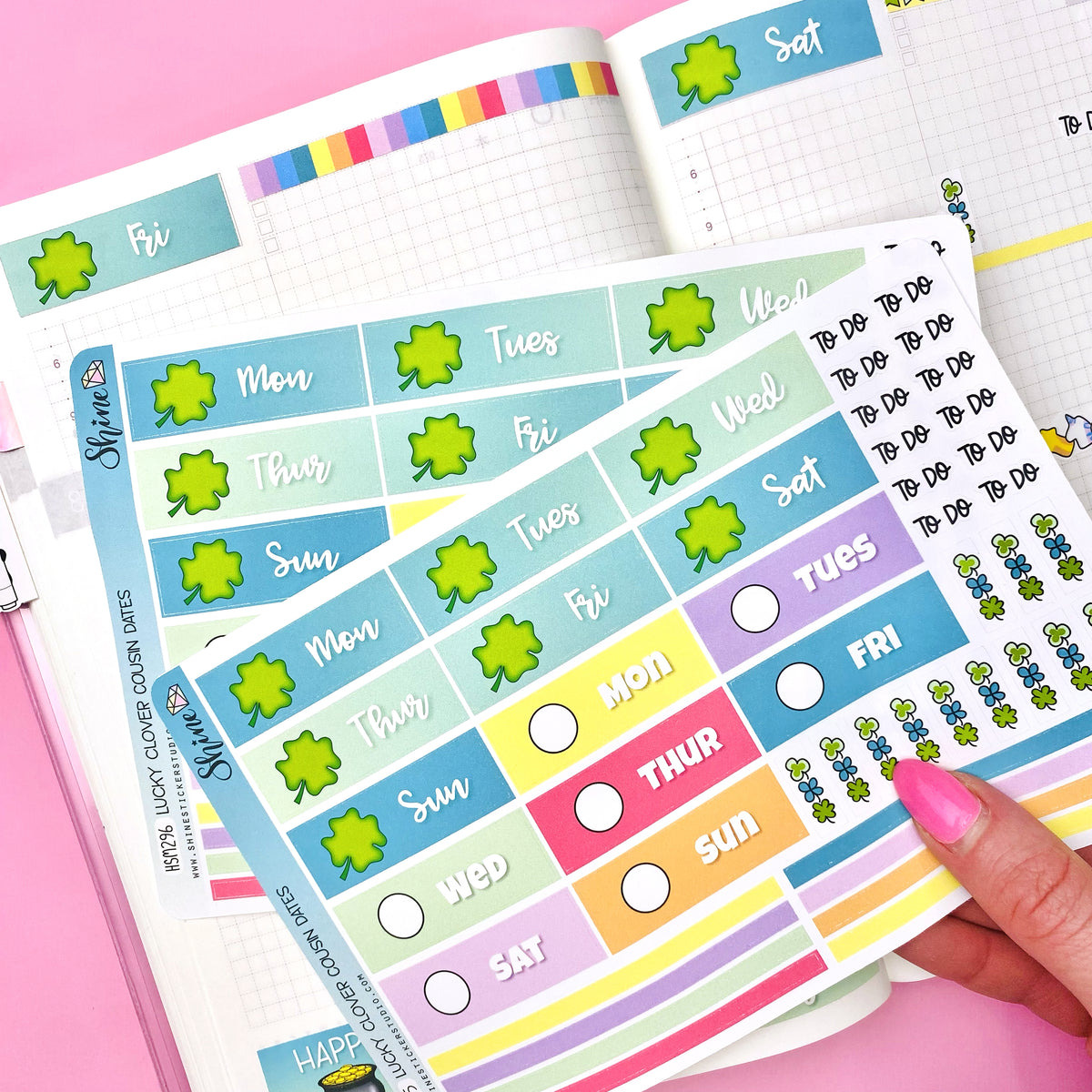 Lucky Clover Cousin Daily Date Cover Stickers – Shine Sticker Studio