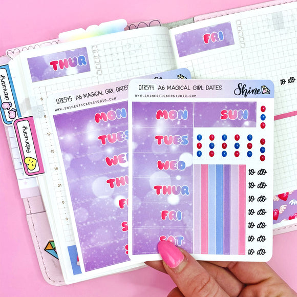 A6 Magical Girl Hobonichi Date Cover Stickers