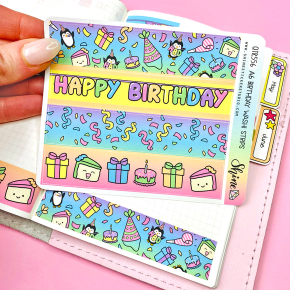 A6 Happy Birthday Washi Strip Stickers