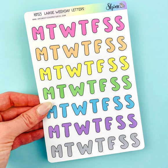 Clear Large Weekday Letter Stickers – Shine Sticker Studio