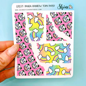 Panda Rainbow Torn Paper Stickers