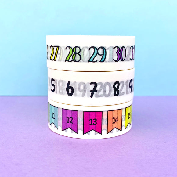Perforated Date Numbers Washi Tape Collection