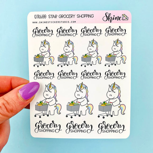 Star the Unicorn Grocery Shopping Stickers