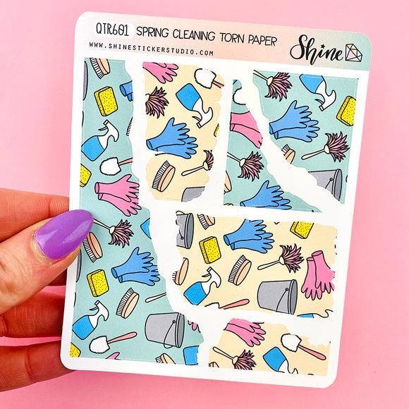 Spring Cleaning Torn Paper Stickers