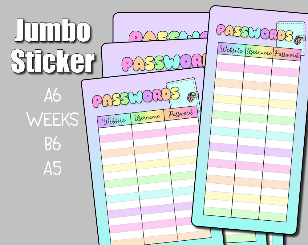 Passwords Log Jumbo Sticker – Shine Sticker Studio