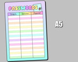 Passwords Log Jumbo Sticker