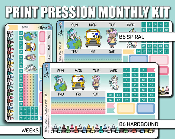 Undated Back to School Monthly Kit - Print Pression