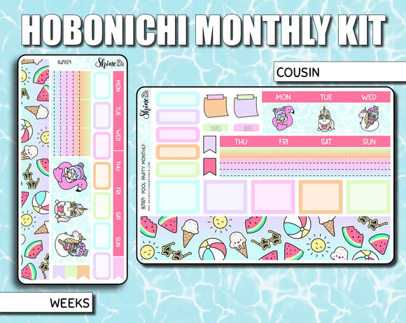 Undated Pool Party Monthly Kit - Hobonichi Weeks Hobonichi Cousin