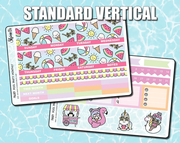 Undated Pool Party Monthly Kit - Standard Vertical