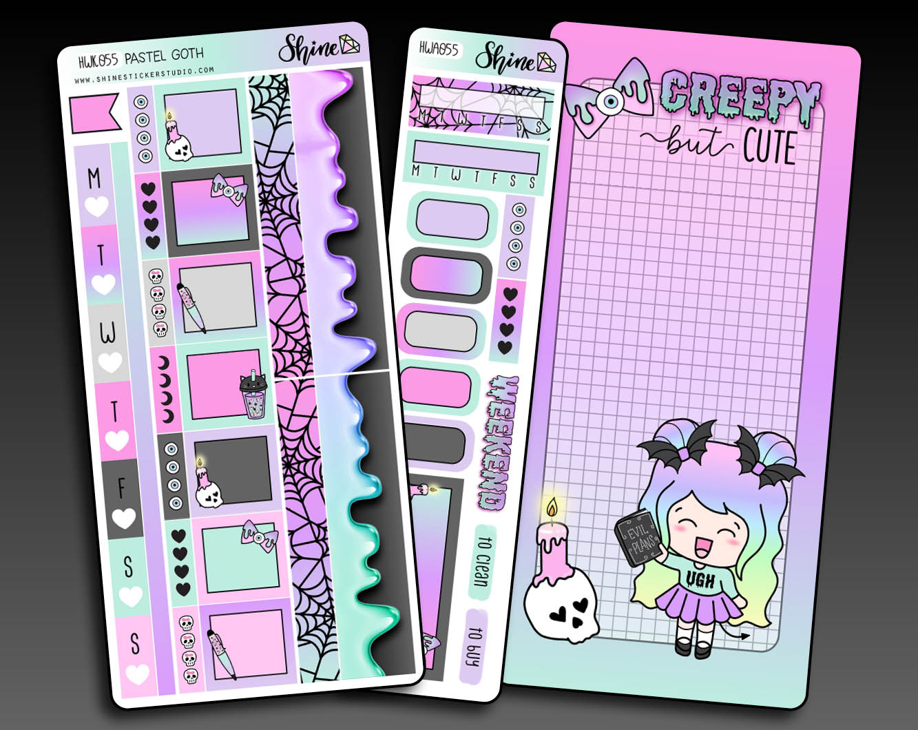 Pastel Goth - Collab with The Angel Shoppe - Hobonichi Weeks Sticker K – Shine Sticker Studio pastel-goth-collab-with-the-angel-shoppe-hobonichi-weeks-sticker-k-shine-sticker-studio
