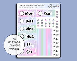 A6 Pastel Winter Hobonichi Date Cover Stickers