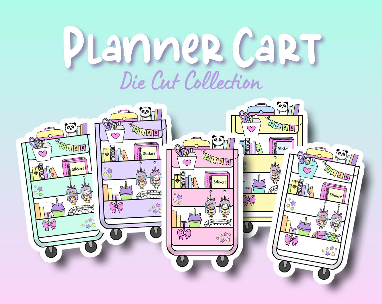 Planner Cart Sticker DIE CUT Collection – Shine Sticker Studio