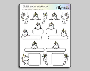White Star's Peekaboo Stickers - Star the Unicorn | Unicorn Stickers | Shine Sticker Studio 