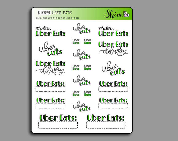 Green and Black Uber Eats Food Delivery Stickers By Shine Sticker Studio 