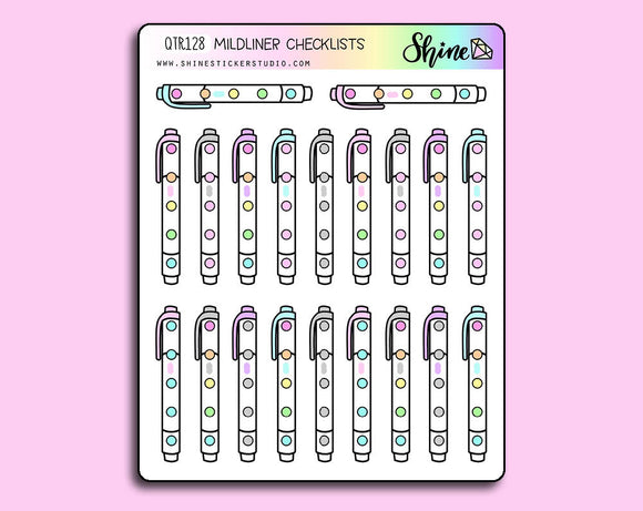 Colorful Mildliner Checklist Stickers By Shine Studio 
