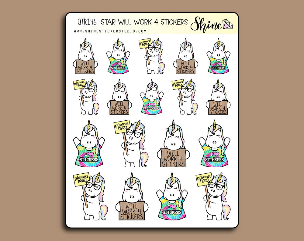 Star's Will Work 4 Stickers – Shine Sticker Studio