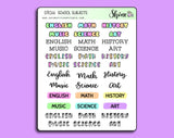 Colorful School Subjects Stickers By Shine Studio