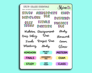 College Essentials Stickers By Shine Sticker Studio