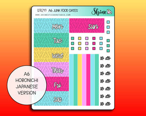 A6 Junk Food Hobonichi Date Cover Stickers