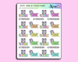 Shine 2 Dollar Tuesday/3 Dollar Thursday Stickers