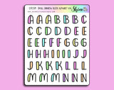Small Hand-Lettered Alphabet Rainbow Block Letter Stickers