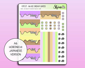 A6 Ice Cream Hobonichi Date Cover Stickers