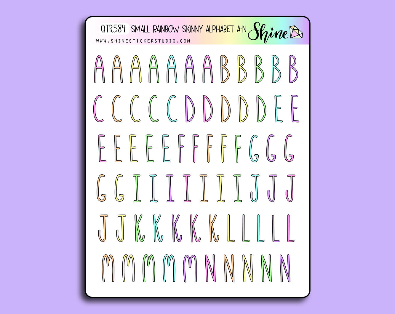 Small Color Letter Small Alphabet Rainbow Skinny Letter Stickers – Shine Sticker Studio