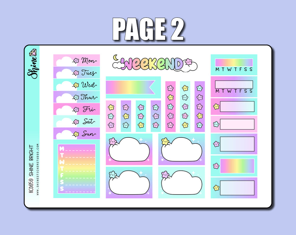 Shine Bright Hobonichi Cousin Sticker Kit – Shine Sticker Studio