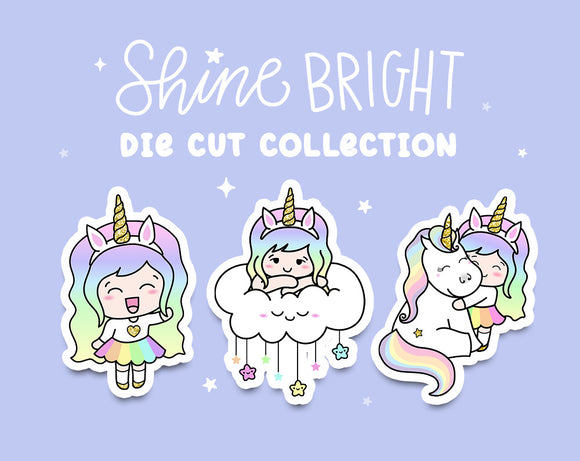 Shine Bright Luna Unicorn Sticker DIE CUTS